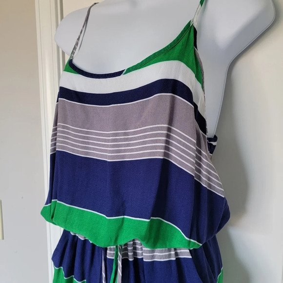 Banana Republic Navy Green White Striped Sundress Size S - Picture 2 of 7